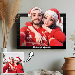 Custom Photo 3D Cartoon Portrait Gift Personalized Cartoon Style 3D Photo Wooden Frame Sign Comic Photo Frame For Family