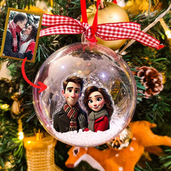 Personalized Cartoon Style Photo Christmas Ball Decoration