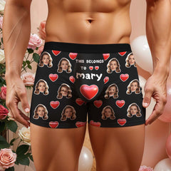 Custom Men's Boxer Briefs with Face & Name Personalized Photo Underwear Valentine's Day Gift