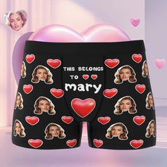 Custom Men's Boxer Briefs with Face & Name Personalized Photo Underwear Valentine's Day Gift