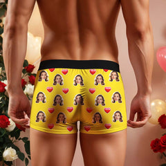 Custom Men's Boxer Briefs with Face & Name Personalized Photo Underwear Valentine's Day Gift