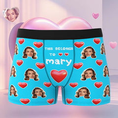 Custom Men's Boxer Briefs with Face & Name Personalized Photo Underwear Valentine's Day Gift