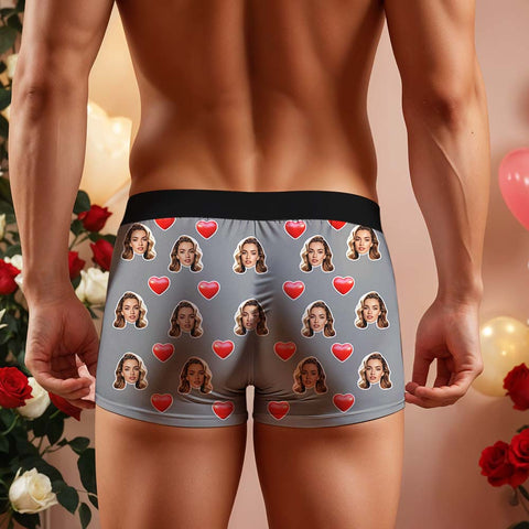 Custom Men's Boxer Briefs with Face & Name Personalized Photo Underwear Valentine's Day Gift