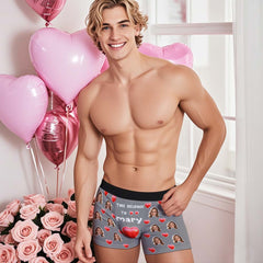 Custom Men's Boxer Briefs with Face & Name Personalized Photo Underwear Valentine's Day Gift