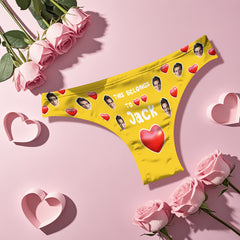 Custom Boyfriend Face Thong Personalized Photo & Name Belongs to You Panties Valentine's Gift For Her