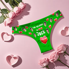 Custom Boyfriend Face Thong Personalized Photo & Name Belongs to You Panties Valentine's Gift For Her