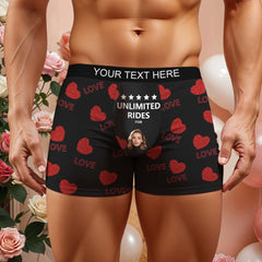 Custom Face Men's Boxer Briefs Personalized Boxers Unlimited Rides Underwear Valentine Gift for Husband