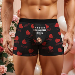 Custom Face Men's Boxer Briefs Personalized Boxers Unlimited Rides Underwear Valentine Gift for Husband