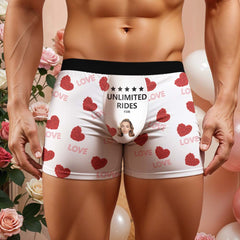 Custom Face Men's Boxer Briefs Personalized Boxers Unlimited Rides Underwear Valentine Gift for Husband