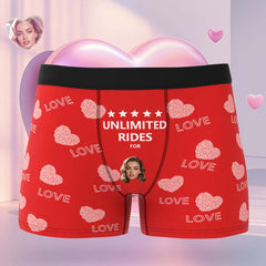 Custom Face Men's Boxer Briefs Personalized Boxers Unlimited Rides Underwear Valentine Gift for Husband