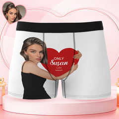 Custom Men's Boxers Personalized Face Boxers with Name Hold Love Valentine's Gift