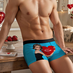 Custom Men's Boxers Personalized Face Boxers with Name Hold Love Valentine's Gift