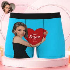 Custom Men's Boxers Personalized Face Boxers with Name Hold Love Valentine's Gift