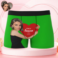 Custom Men's Boxers Personalized Face Boxers with Name Hold Love Valentine's Gift