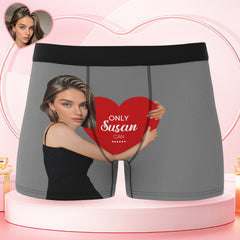 Custom Men's Boxers Personalized Face Boxers with Name Hold Love Valentine's Gift