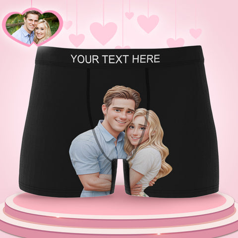 Custom Men's Boxer Personalized Cartoon Style 3D Photo Boxer Briefs for Boyfriend