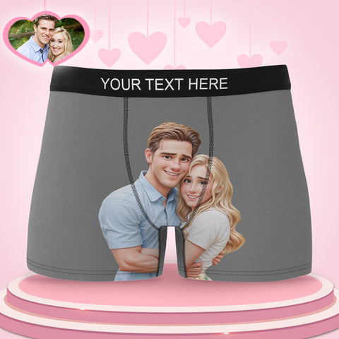 Custom Men's Boxer Personalized Cartoon Style 3D Photo Boxer Briefs for Boyfriend