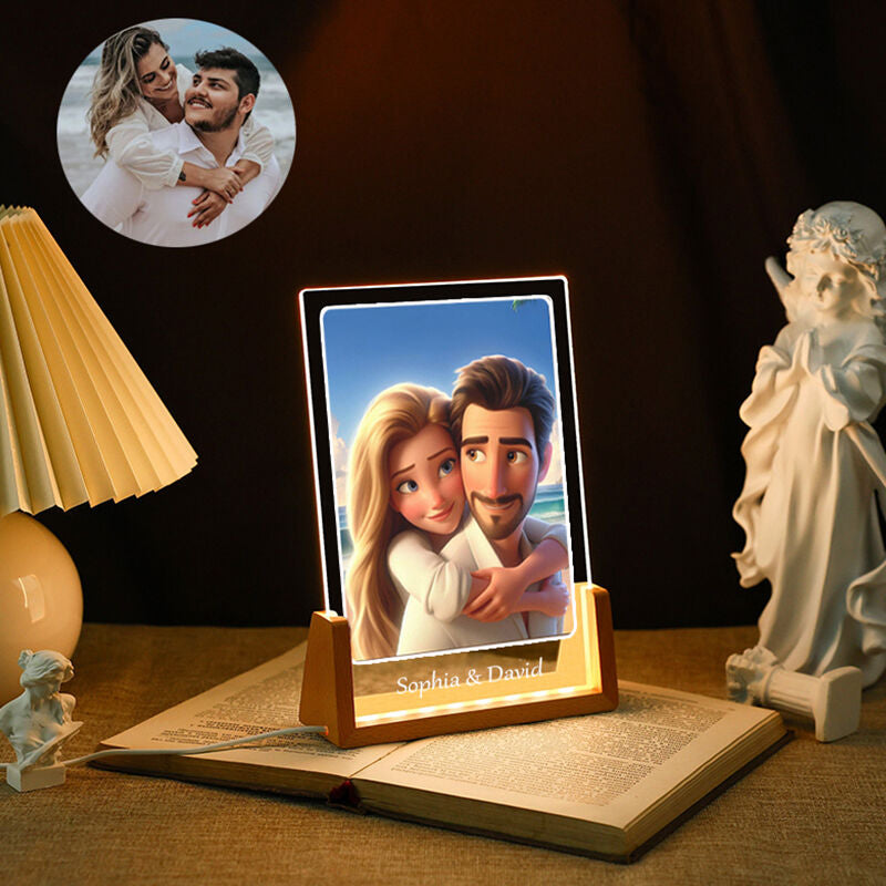 Personalized Cartoon Acrylic Photo Lamp Sweet Gift for Couples