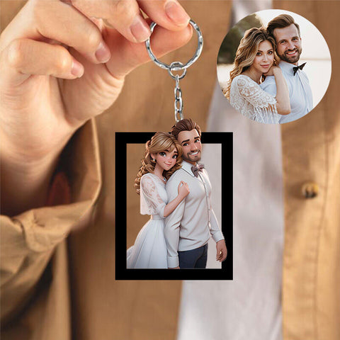 Personalized Cartoon Photo Keychain Sweet Gift For Girlfriend