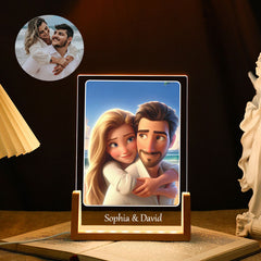 Personalized Cartoon Acrylic Photo Lamp Sweet Gift for Couples