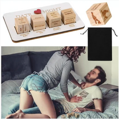 Wooden Date Night Dice Naughty Couple Dice Game for Him Funny Portable Couple Dice Kit for Adults Women Men Husband Girlfriend Boyfriend Valentine's Day Bridal Wedding Shower