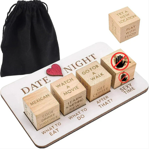 Wooden Date Night Dice Naughty Couple Dice Game for Him Funny Portable Couple Dice Kit for Adults Women Men Husband Girlfriend Boyfriend Valentine's Day Bridal Wedding Shower