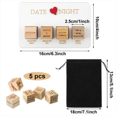 Wooden Date Night Dice Naughty Couple Dice Game for Him Funny Portable Couple Dice Kit for Adults Women Men Husband Girlfriend Boyfriend Valentine's Day Bridal Wedding Shower